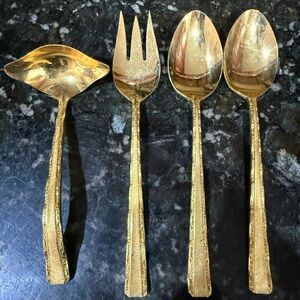 Vintage Cosmos Japan Gold‎ Plated Serving Utensils Spoons Ladle Fork J